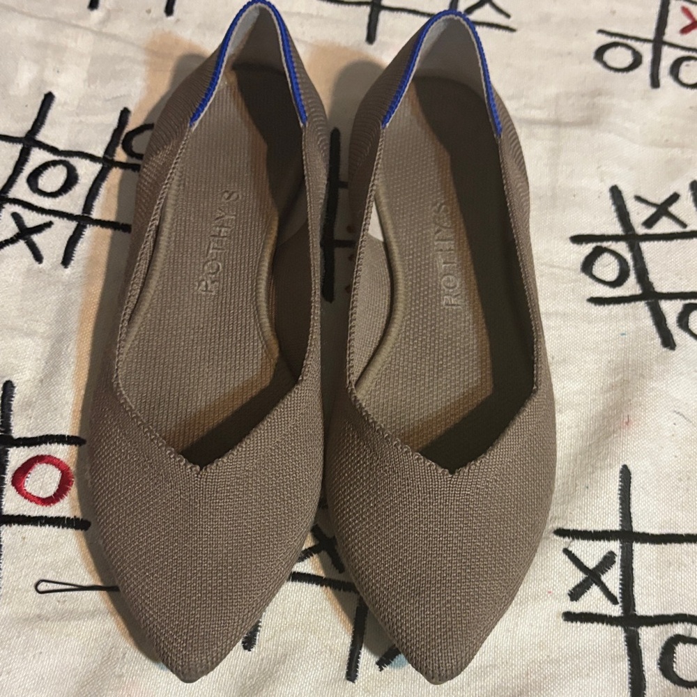 Rothy's Taupe Flats with Blue Accents